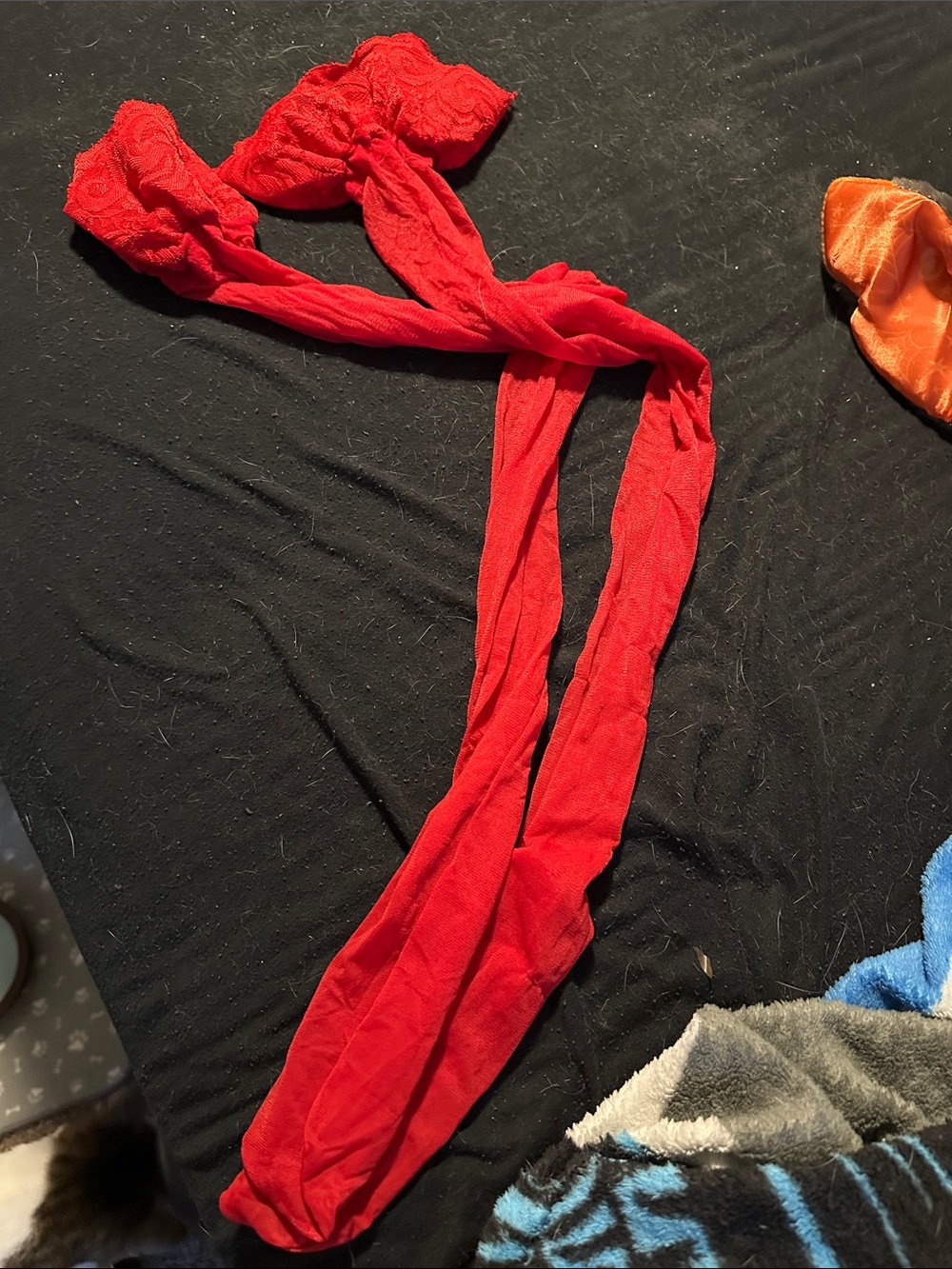 Red Nylon Thigh High Socks with Lace Tops🎃